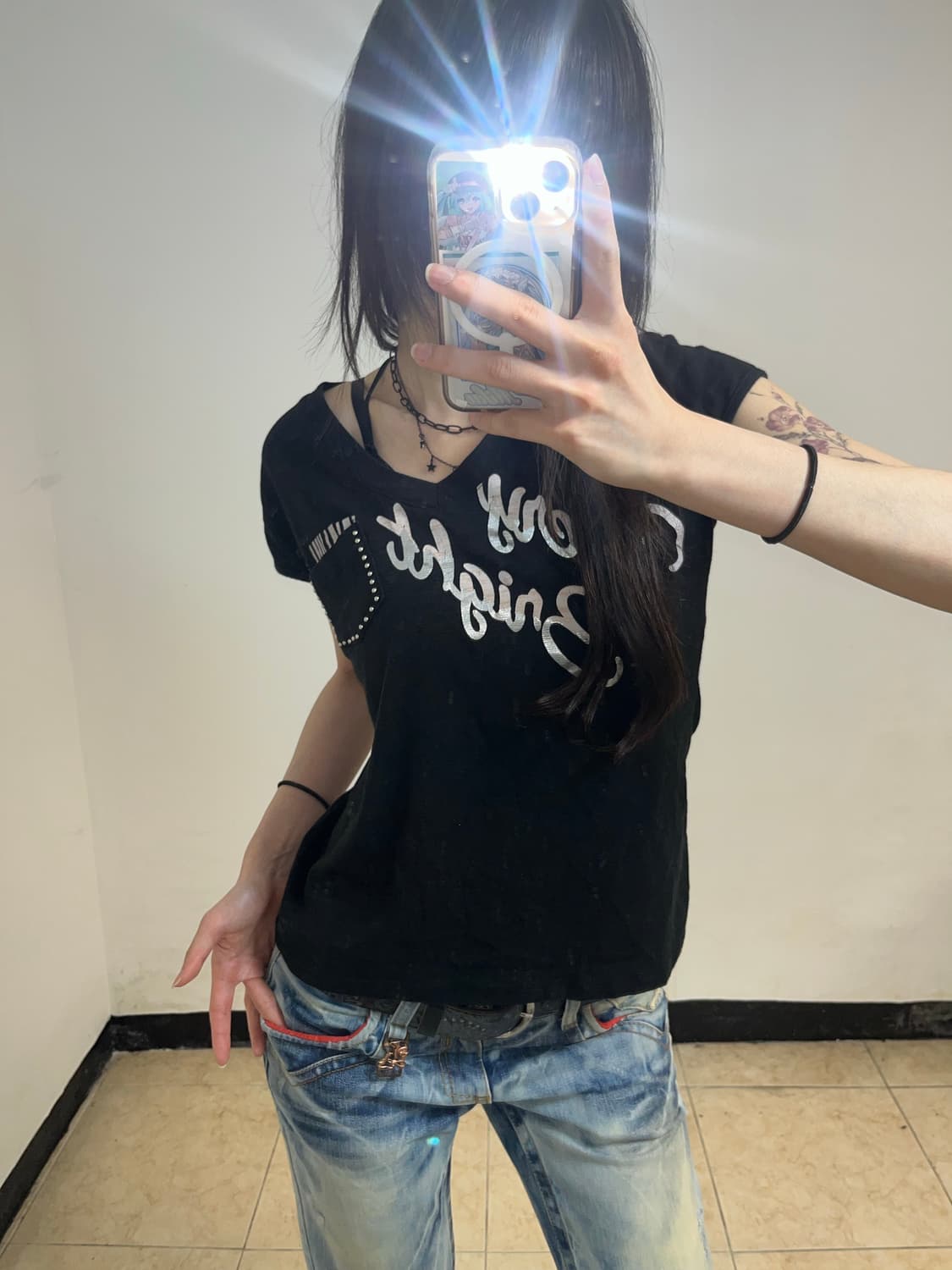 00‘s 포켓 레터링 프린팅 티셔츠 상품이미지2