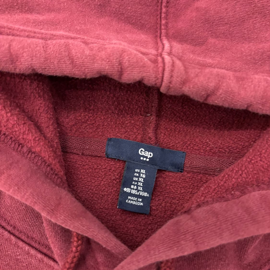 갭 빅로고 버건디 후드티 상품이미지3