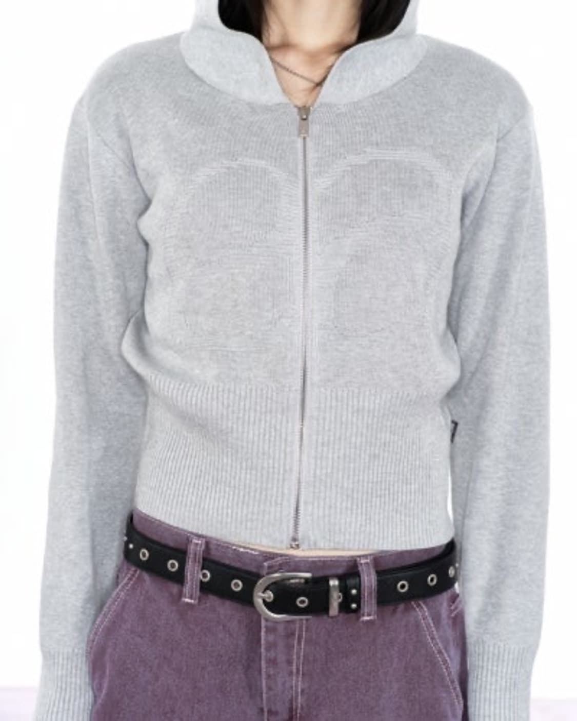 애즈온 니트 후드집업 (그레이) 상품이미지2