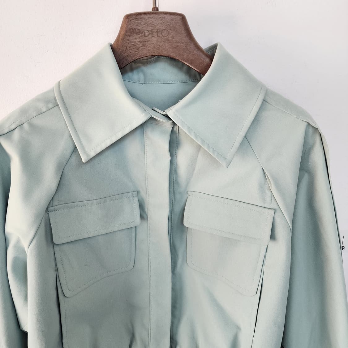 JS 뉴욕디자인 숏 크롭 블루종 자켓 민트색 상품이미지2