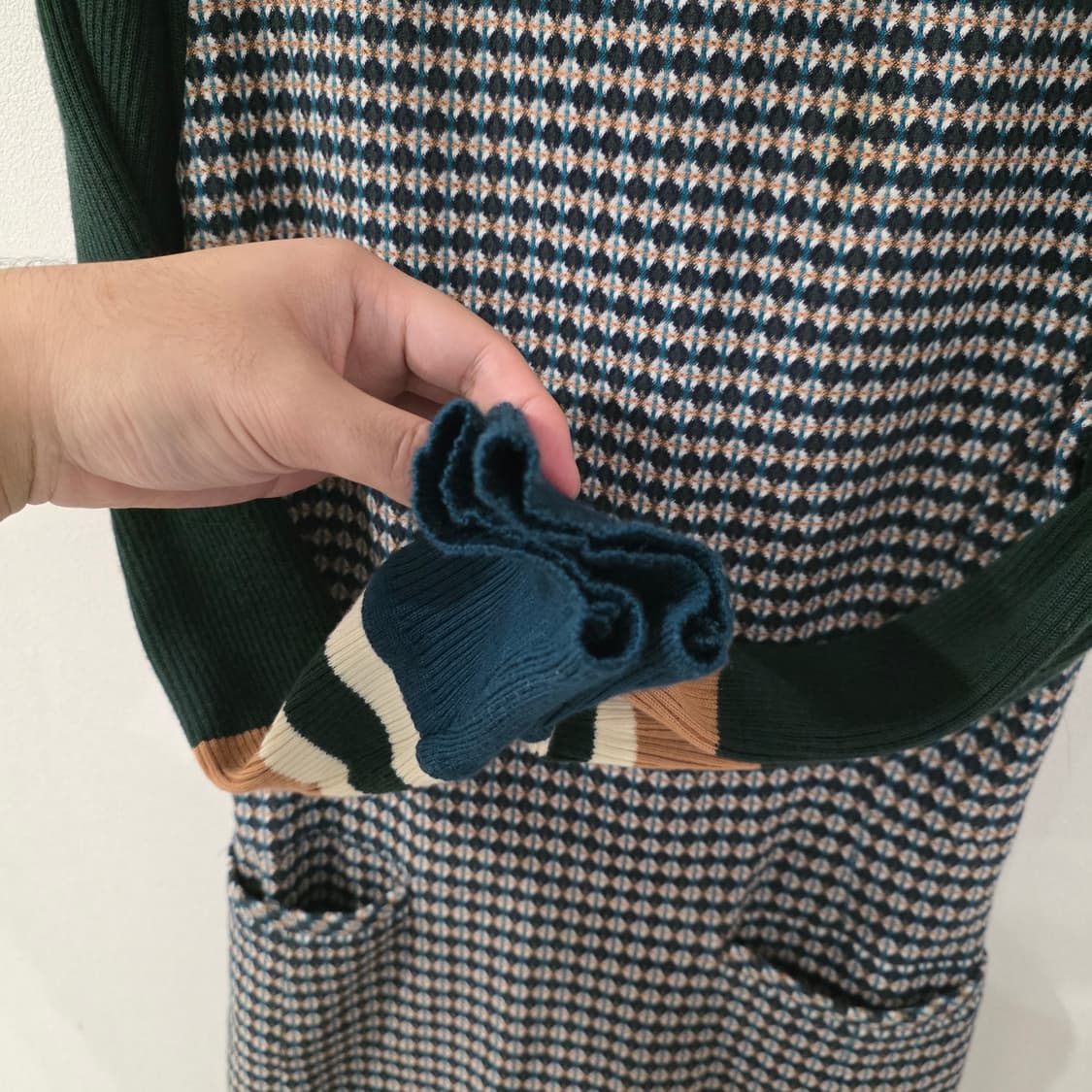 듀엘 배색 니트 원피스 55 상품이미지6