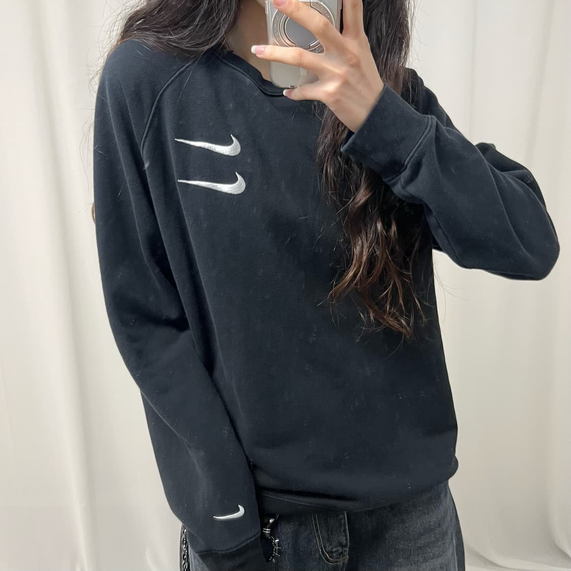 Nike double swoosh black sweatshirt 상품이미지3