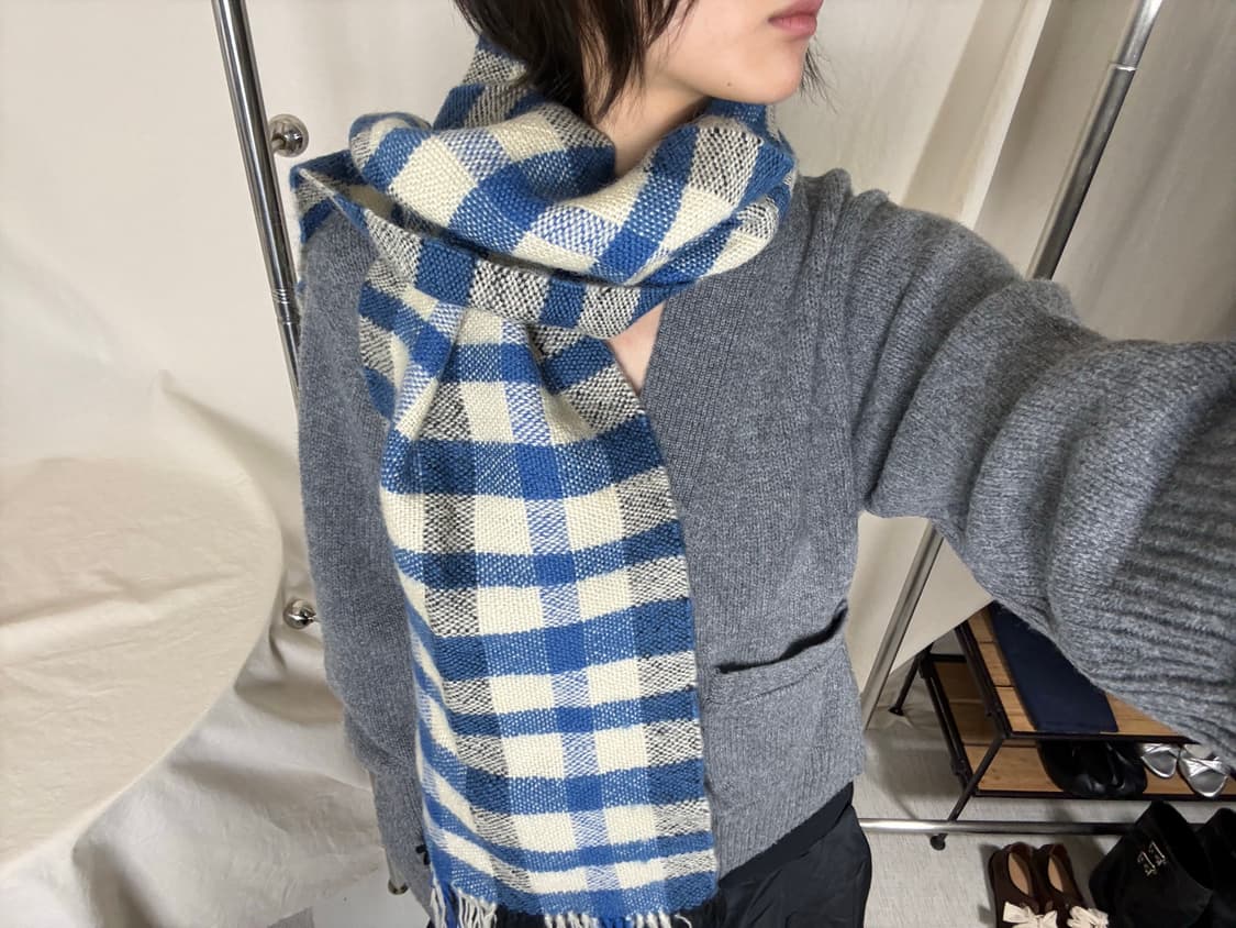 와이드 체크 머플러 상품이미지1