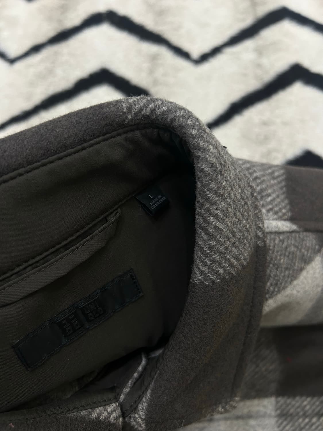 [L]유니클로 블록 울 오버핏 체크 셔츠 자켓 상품이미지4