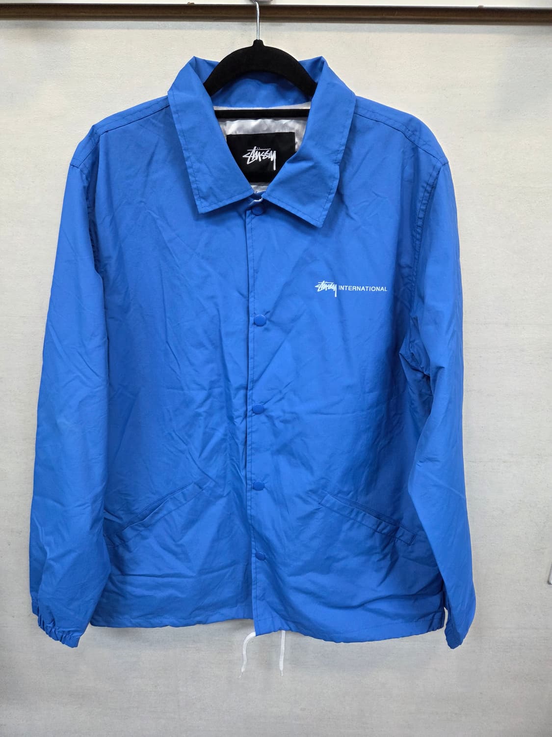 스투시 인터내셔날 하운드체크 레터링 로고 코치자켓 대략 L 상품이미지1