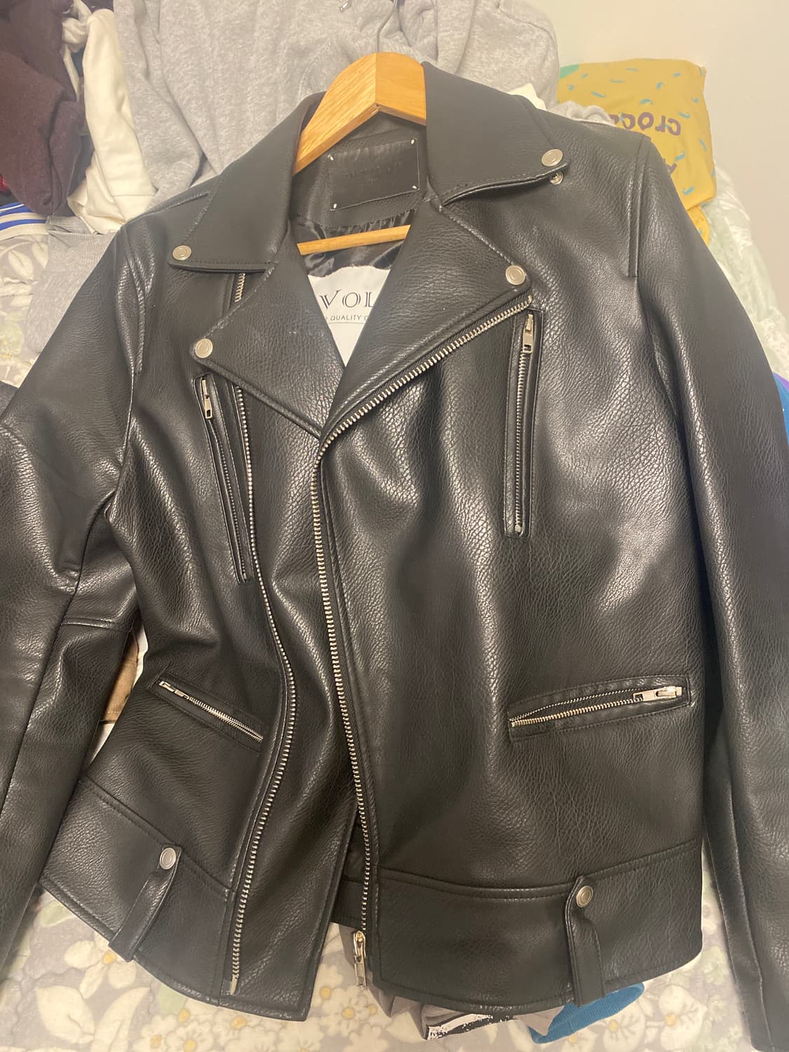 DRESS VOLUME 블랙 레더 라이더 자켓 상품이미지1