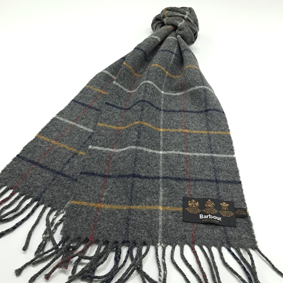 MX242 바버 그레이 윈도우페인 체크 램스울 목도리 머플러 상품이미지3