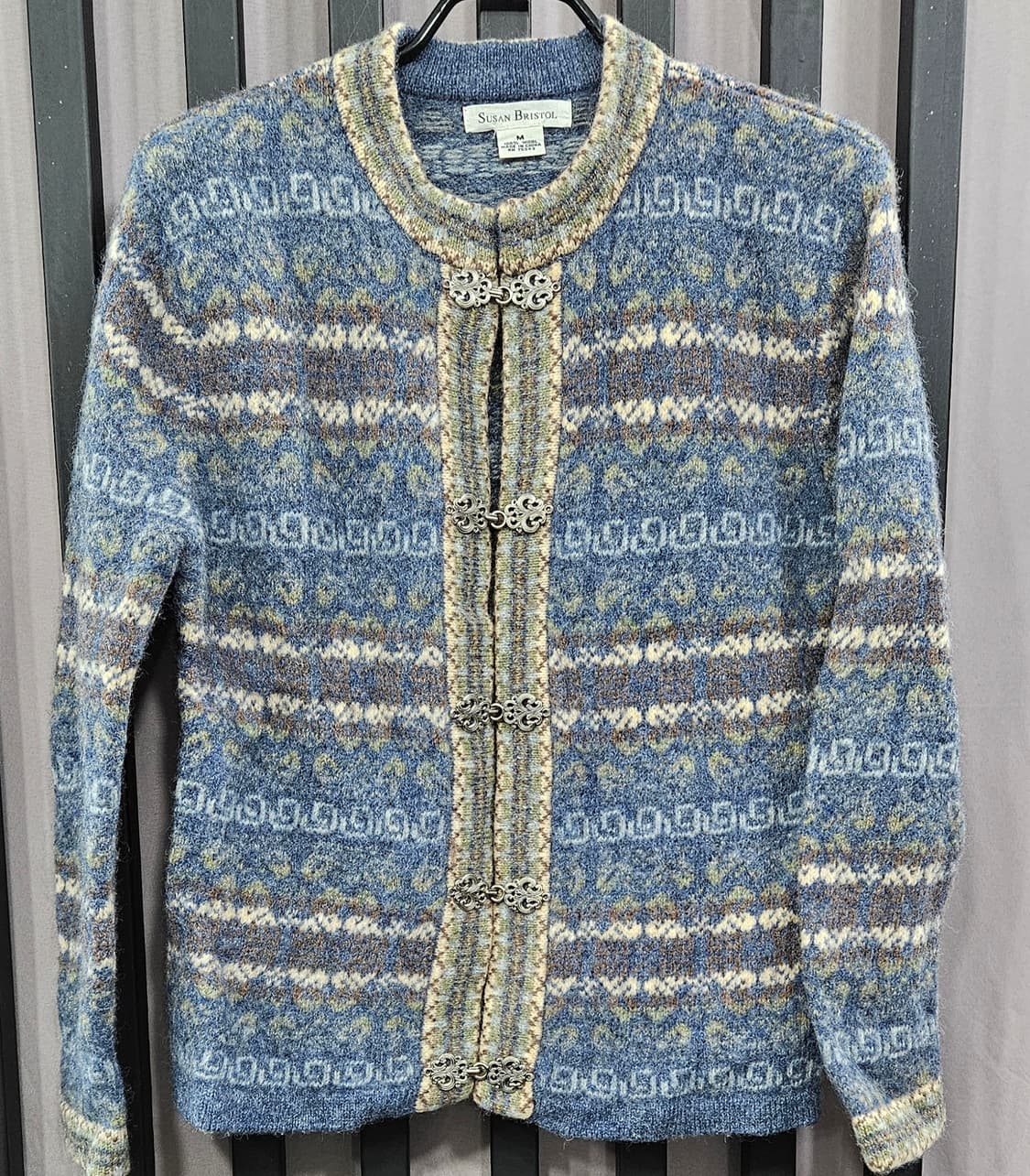 Susan Bristol 노르딕 패턴 울 가디건 M 상품이미지1
