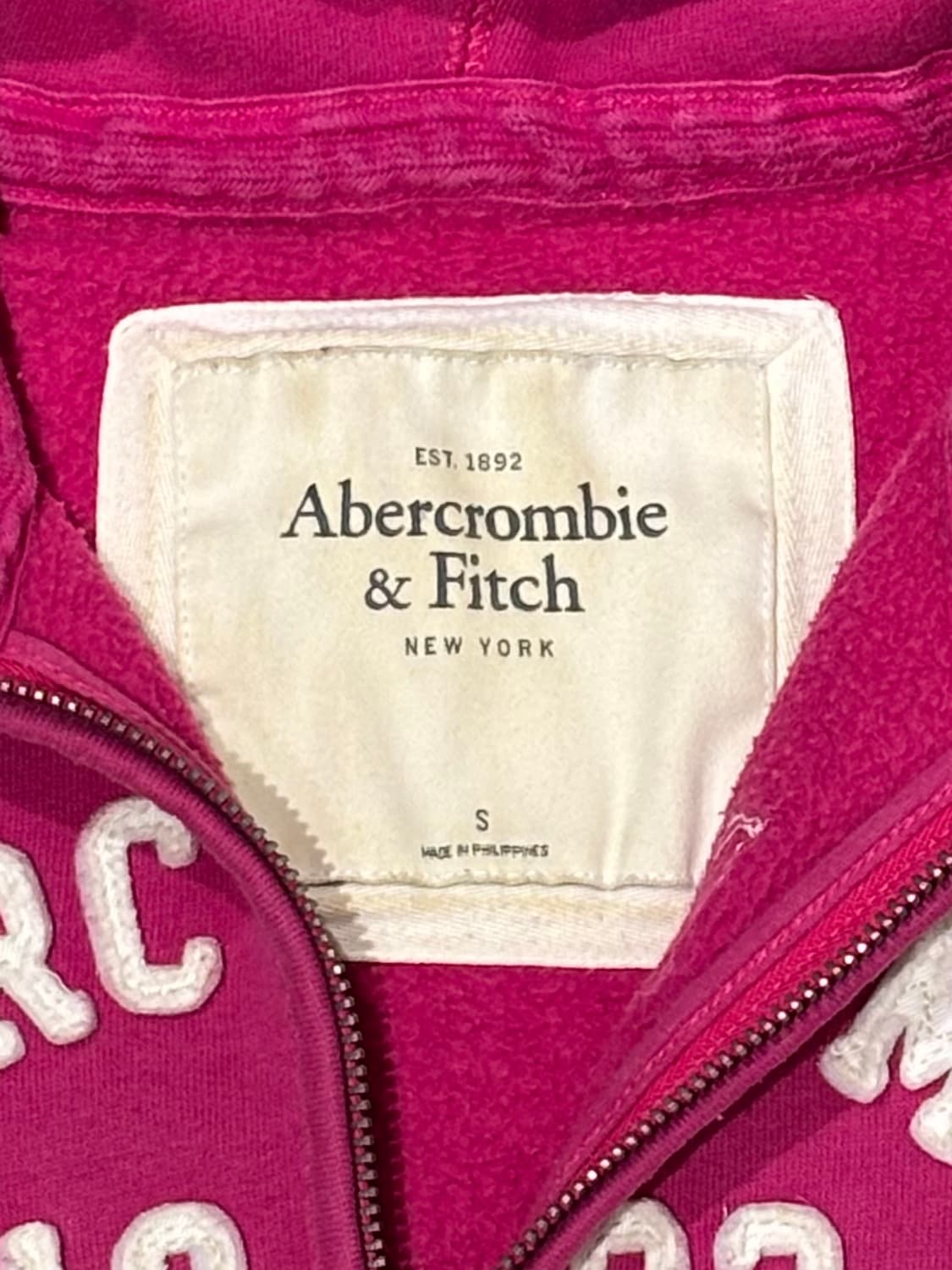 아베크롬비 딥핑크 빅로고 후드집업 상품이미지6