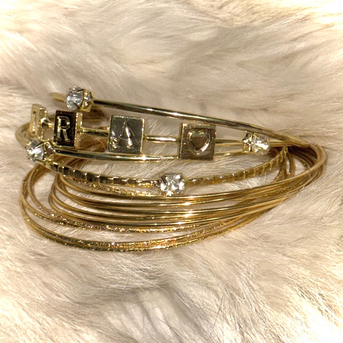 시부야 갸루 레터링 큐빅 뱅글 팔찌 세트 상품이미지2