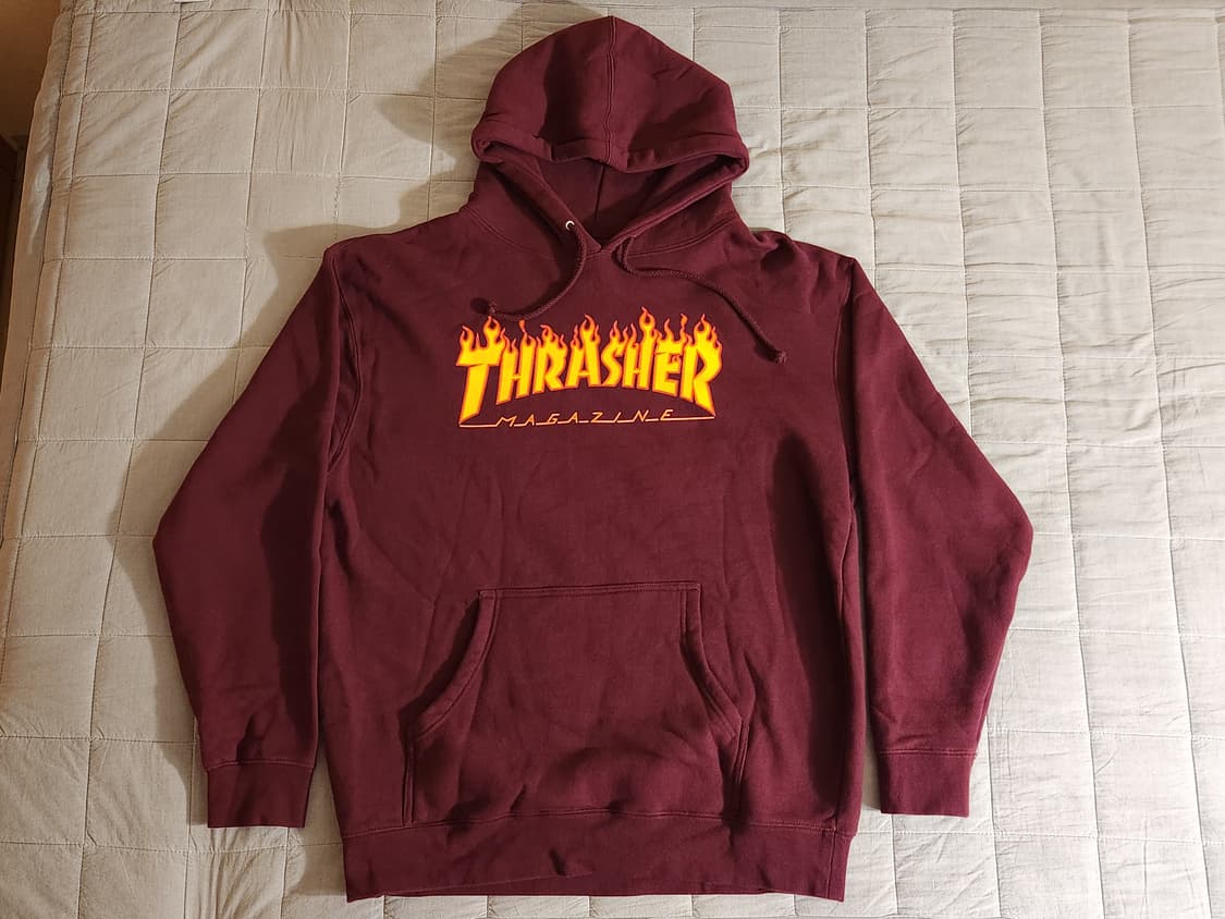 트레셔 버건디 플레임 로고 후드티 L 상품이미지1