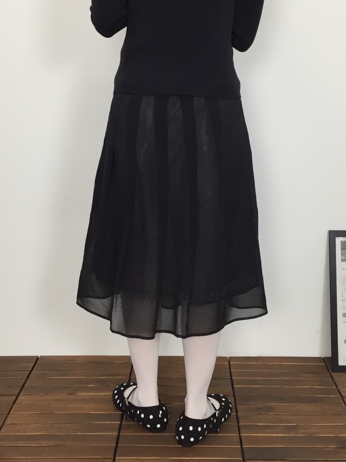  'Bamboo' Black Dotted Midi Skirts 상품이미지3