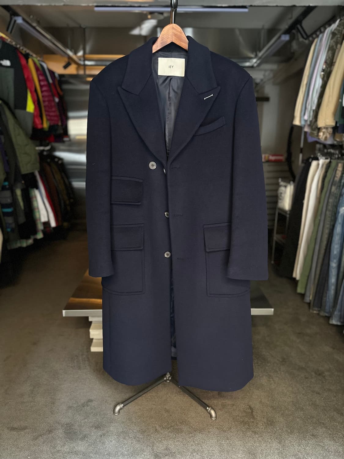 IEY 네이비 울 블렌드 코트 M 상품이미지1