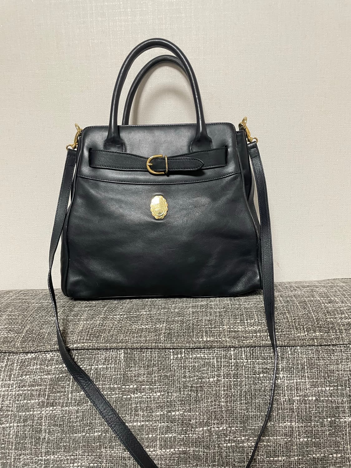 버버리 빈티지 블랙 가죽 토트백 겸 숄더백 정품 상품이미지1