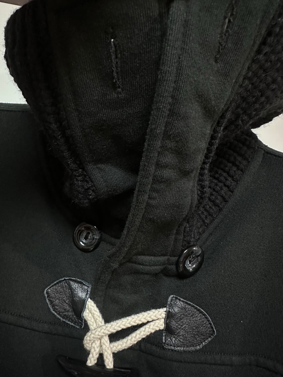 하이넥 빅카라 니트 검정색 토글 떡볶이 숏 코트 집업 상품이미지3