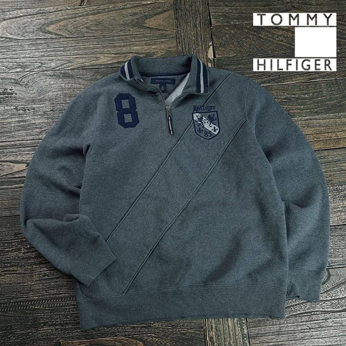 [타미힐피거] 하프집업 반집업 맨투맨 챠콜 M19923 상품이미지1