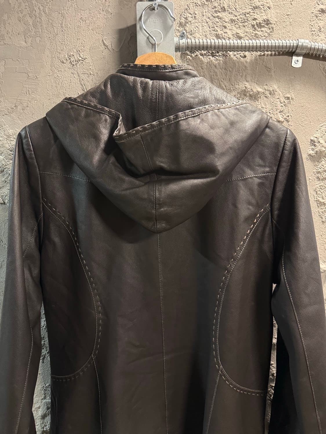 11 발망 BALMAIN 후드 양가죽 하프 코트 다크브라운 상품이미지5