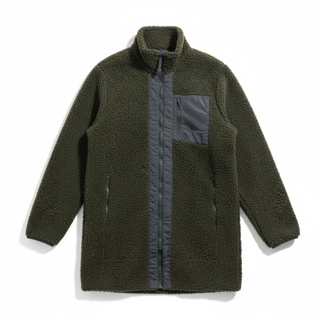 GENERALIDEA 플리스 집업 롱 자켓 올리브 상품이미지1