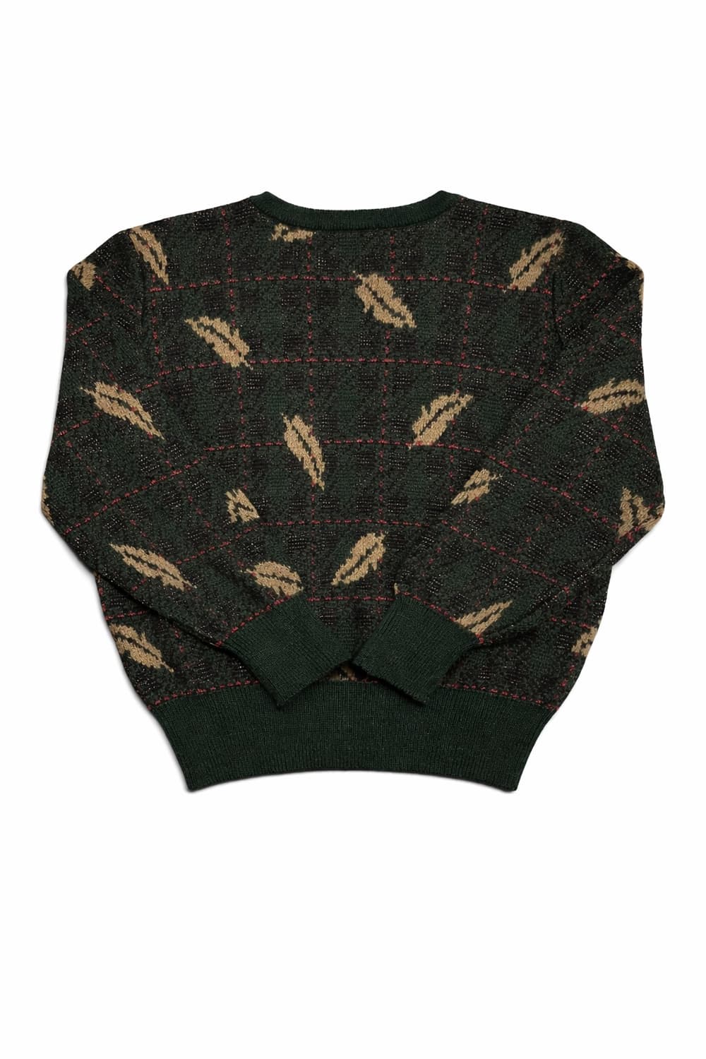 JPN 80s~90s 일본 빈티지 울혼방 그린 체크 패턴 니트 스웨터 M 상품이미지2