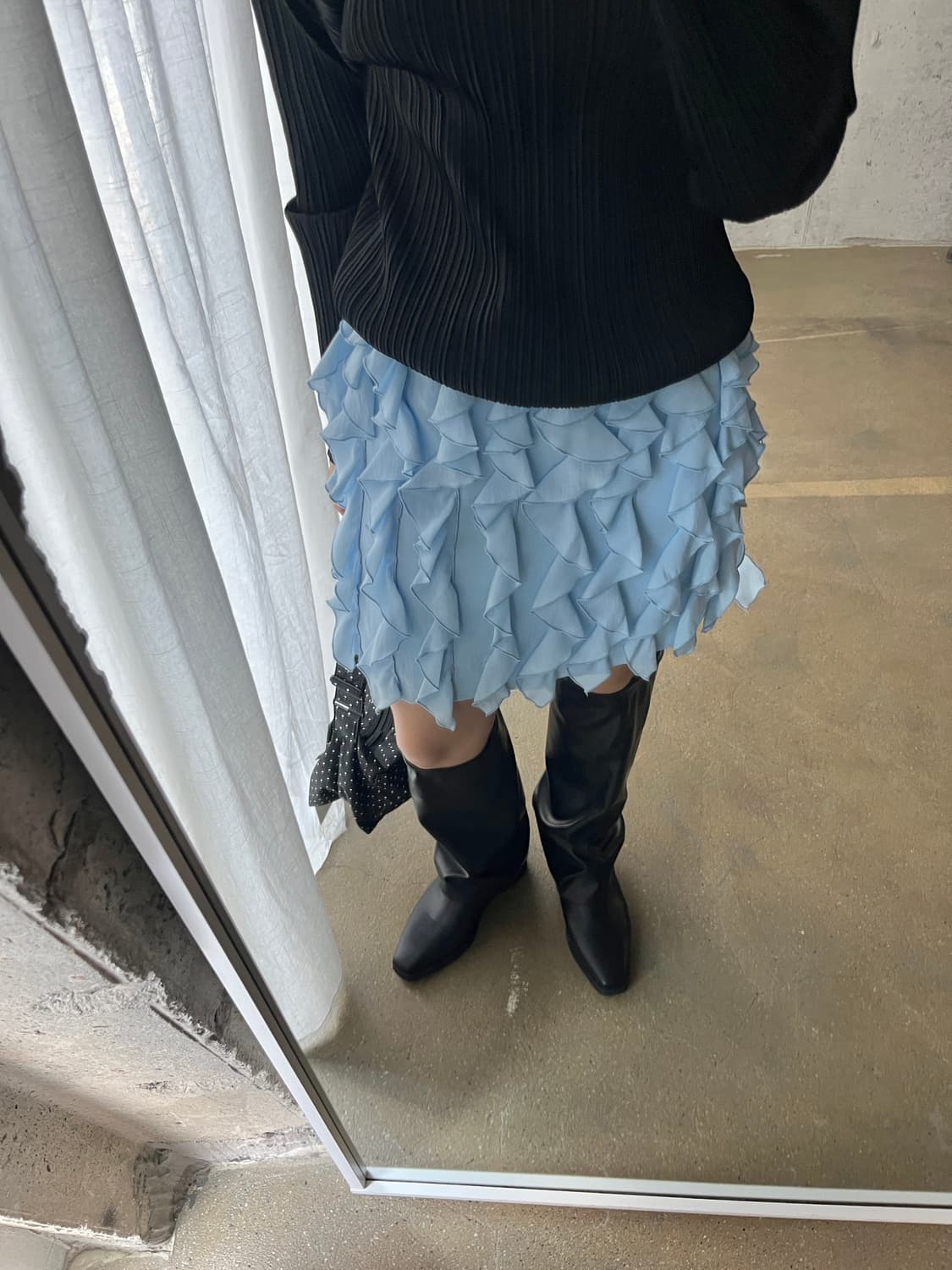 Estnation 러플 스커트 라이트 블루 상품이미지4