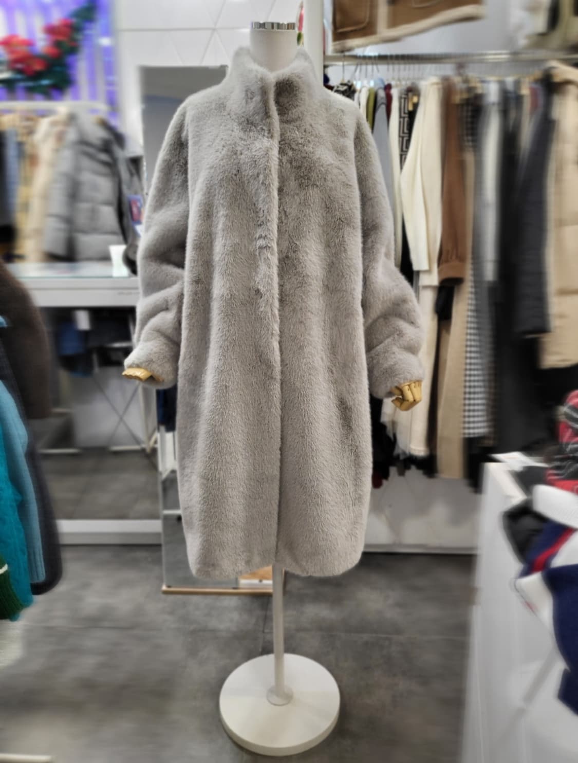 새상품) 인조 밍크 롱 코트 에코 퍼 밍크 여성 롱코트 상품이미지2