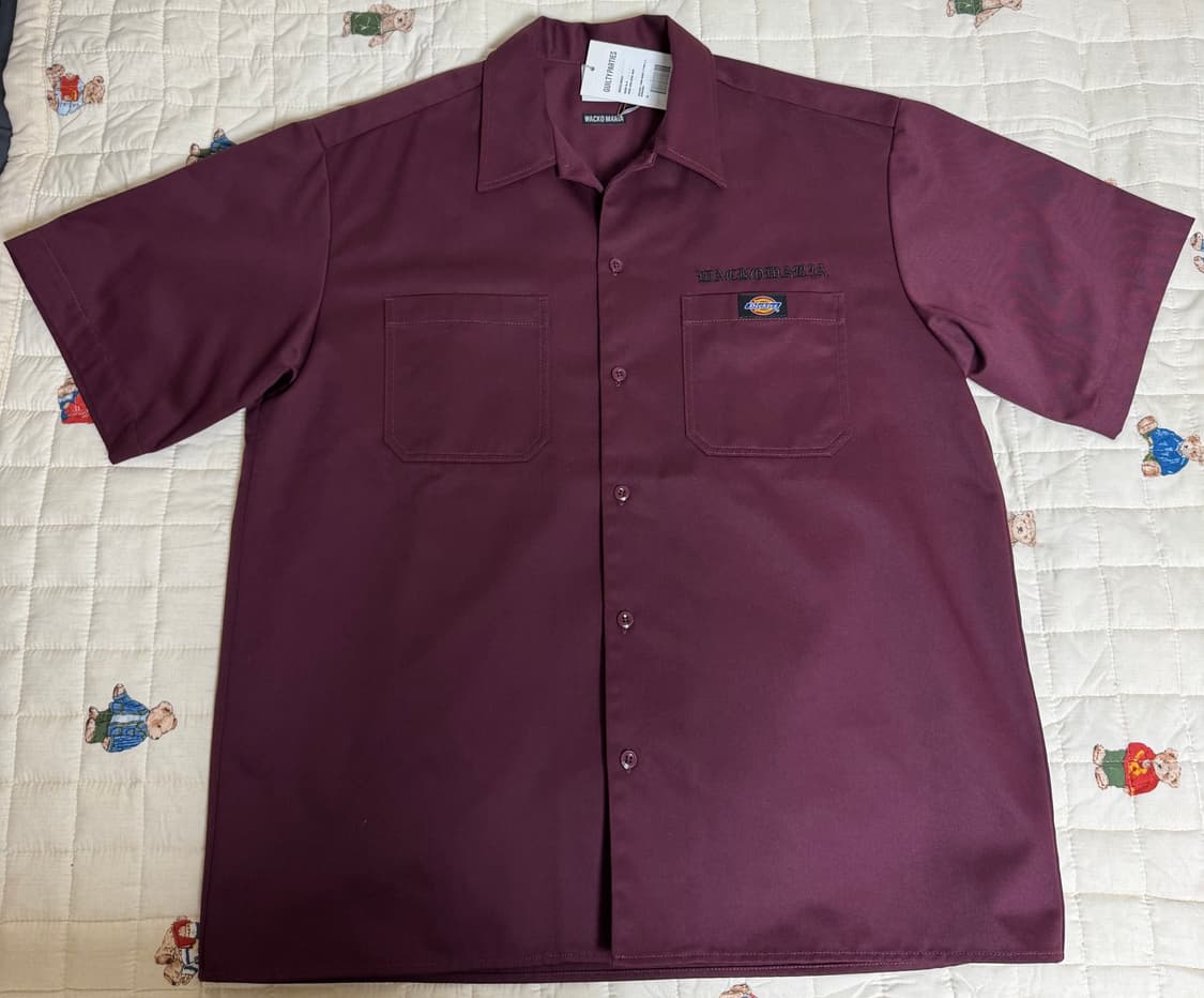 [M] 와코마리아 디키즈 셔츠 버건디 반팔 셔츠 상품이미지1