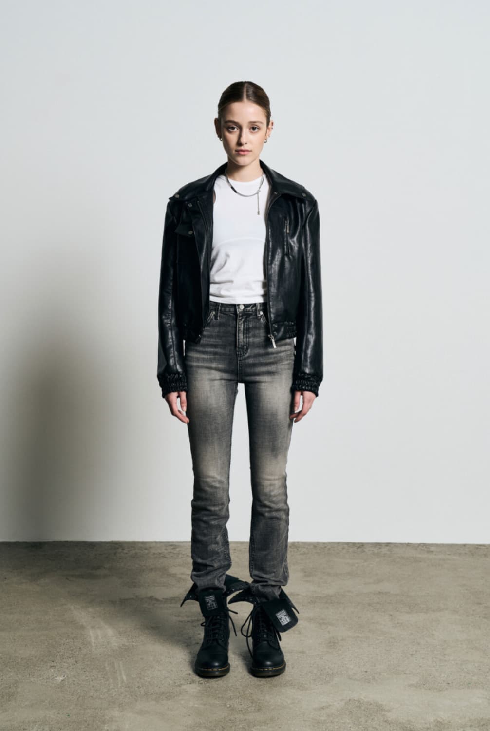 보헤미안서울 하이웨스트 스트레이트 진 (사이즈M_그레이) 상품이미지1