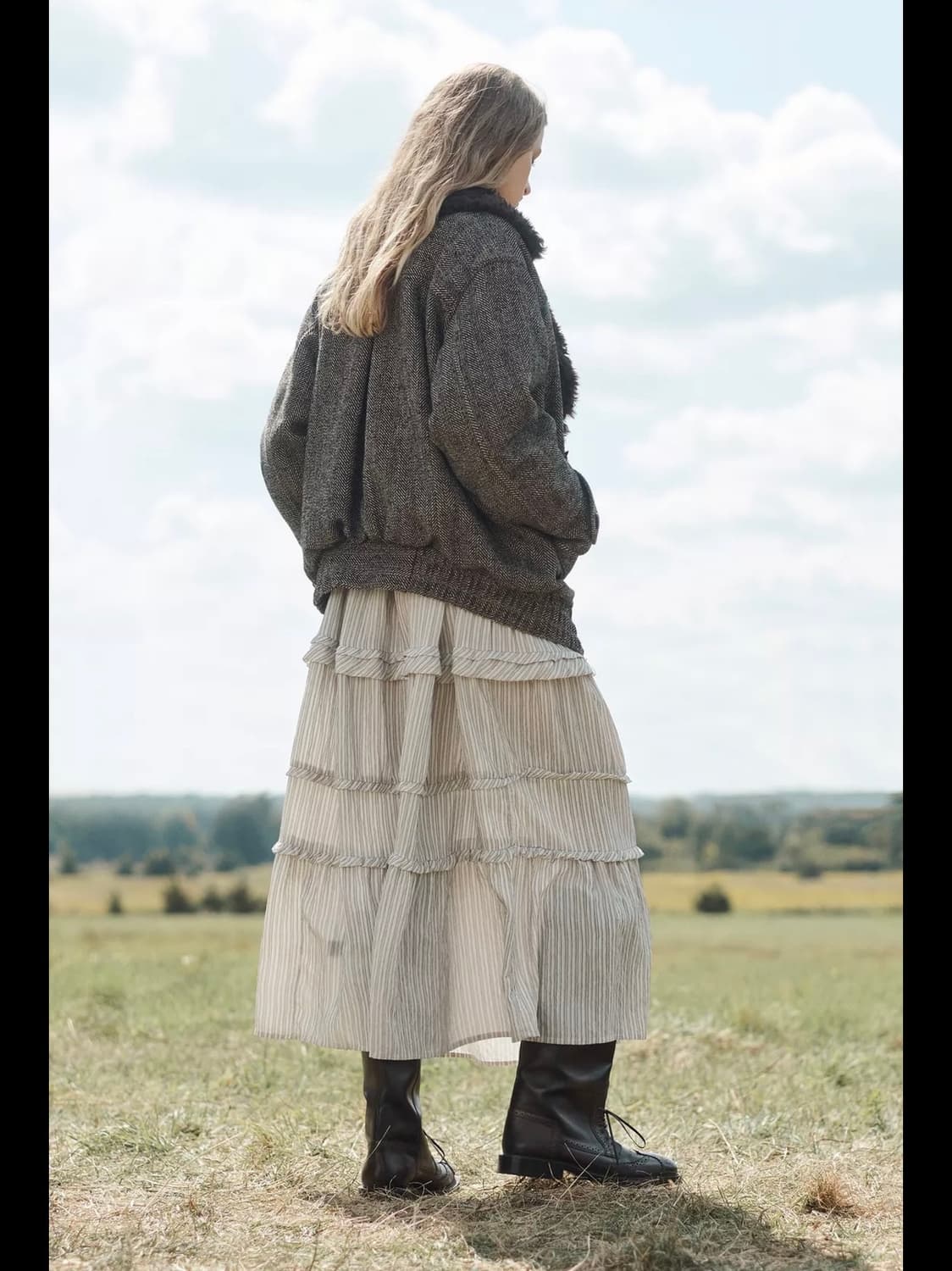 M(KR 66) 자라 리미티드 에디션 헤링본 콤비 봄버 재킷 한정판 상품이미지2