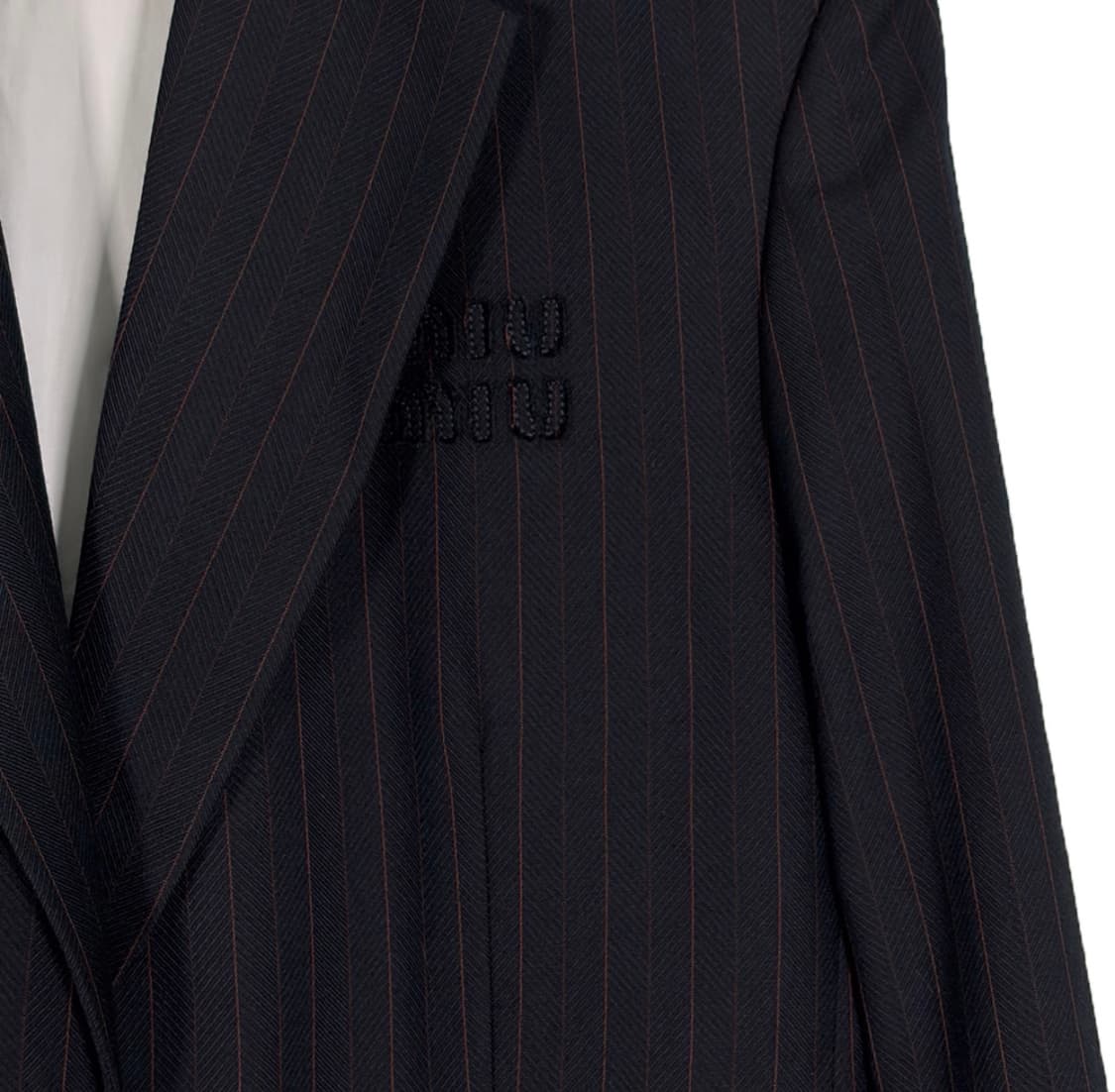 [36] 미우미우 자수 로고 싱글 스트라이프 레이어드 셔츠 블레이저 자켓 상품이미지4