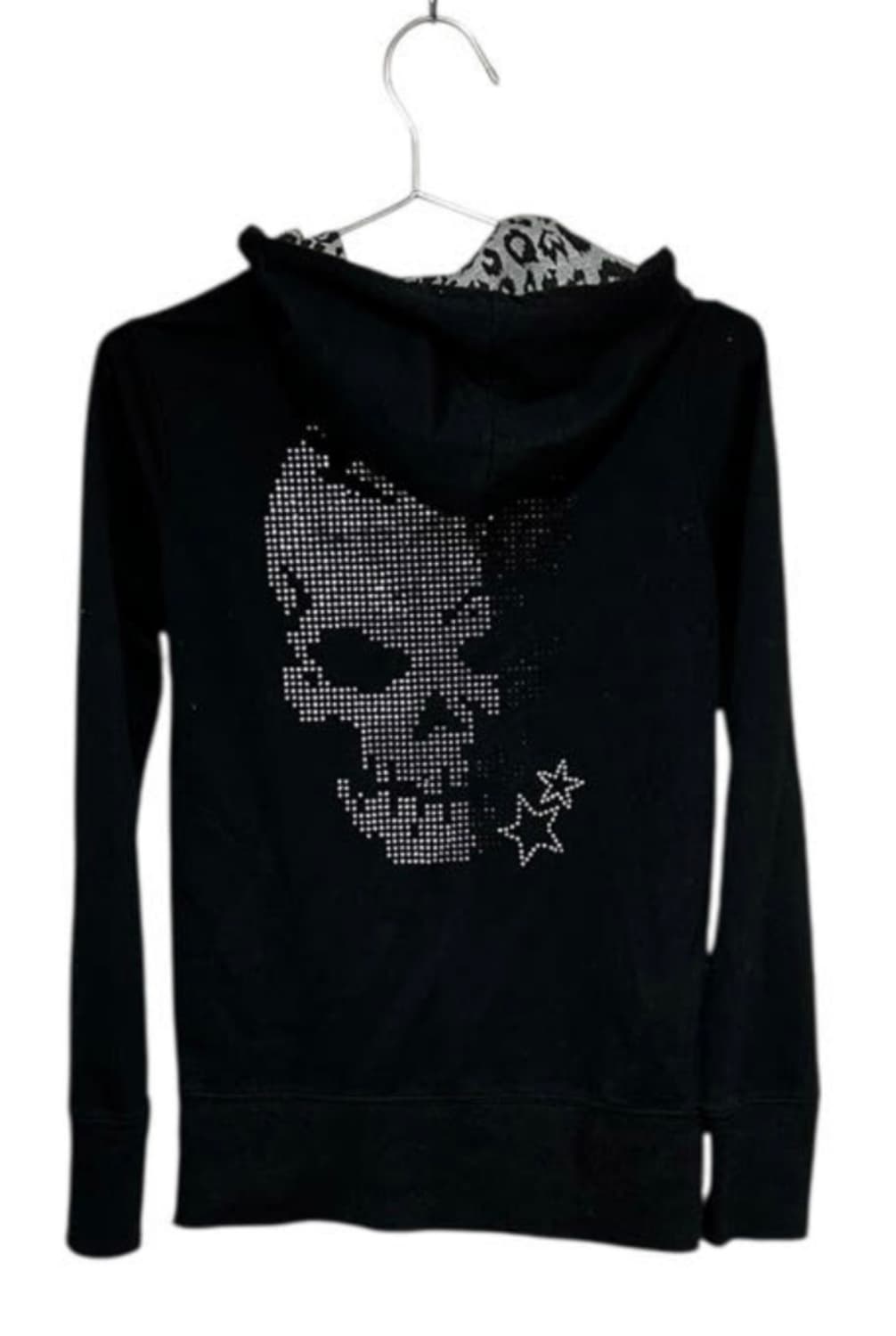 punk 펑크 큐빅 해골 skull 호피 레오파드 딱붙 슬림핏 후드집업 상품이미지1