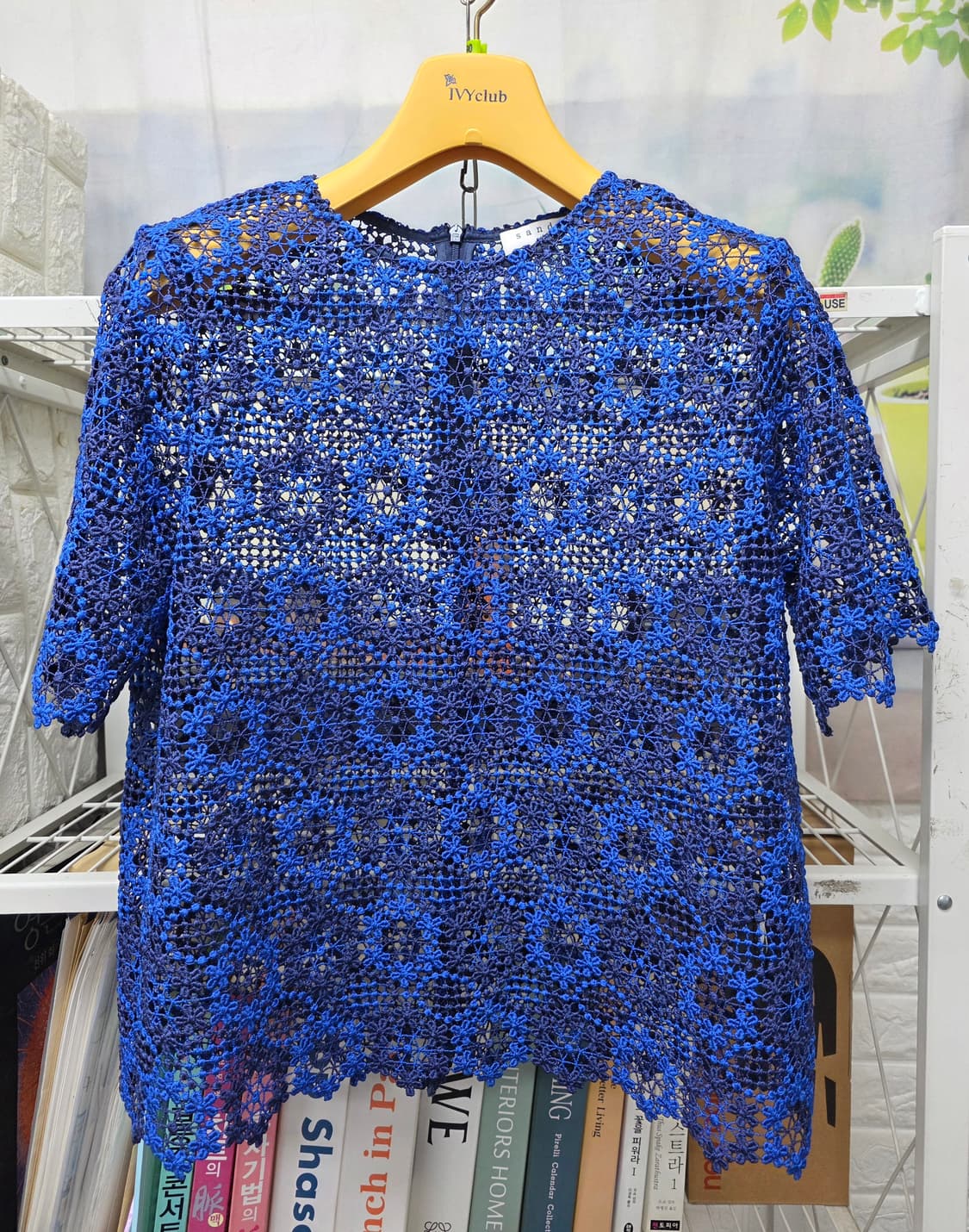 산드로 크로세 레이스탑 55~슬림66 니트탑 여성 반팔블라우스 WM46 상품이미지1