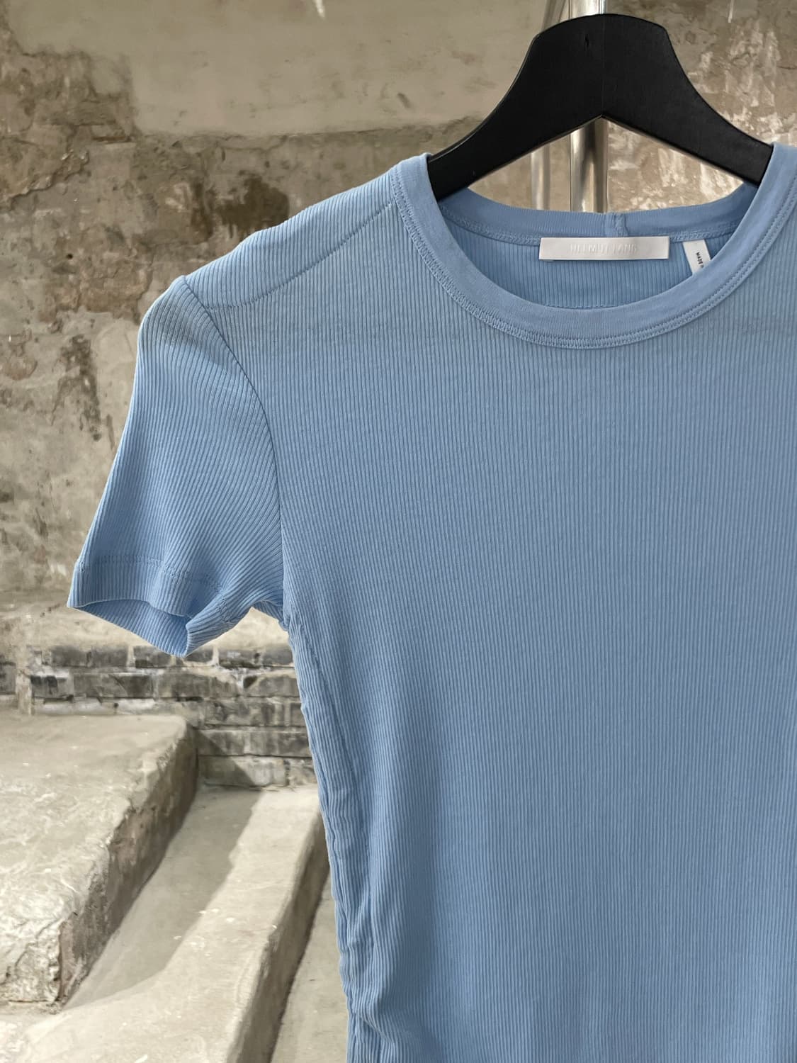 헬무트랭 스카이 블루 스트링 골지 하프 니트 상품이미지2