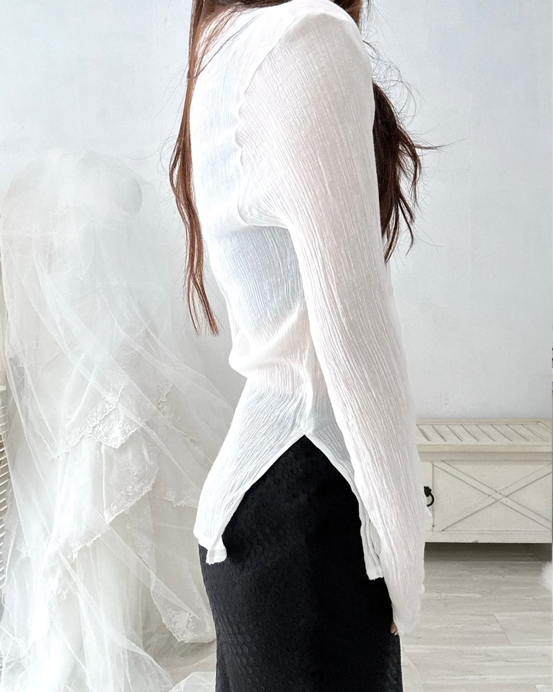 See-through white shirt 상품이미지5