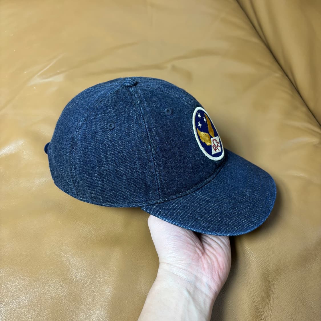 RRL 더블알엘 랄프로렌 폴로 윙로고 6패널 볼캡 모자 워시드 데님 상품이미지3