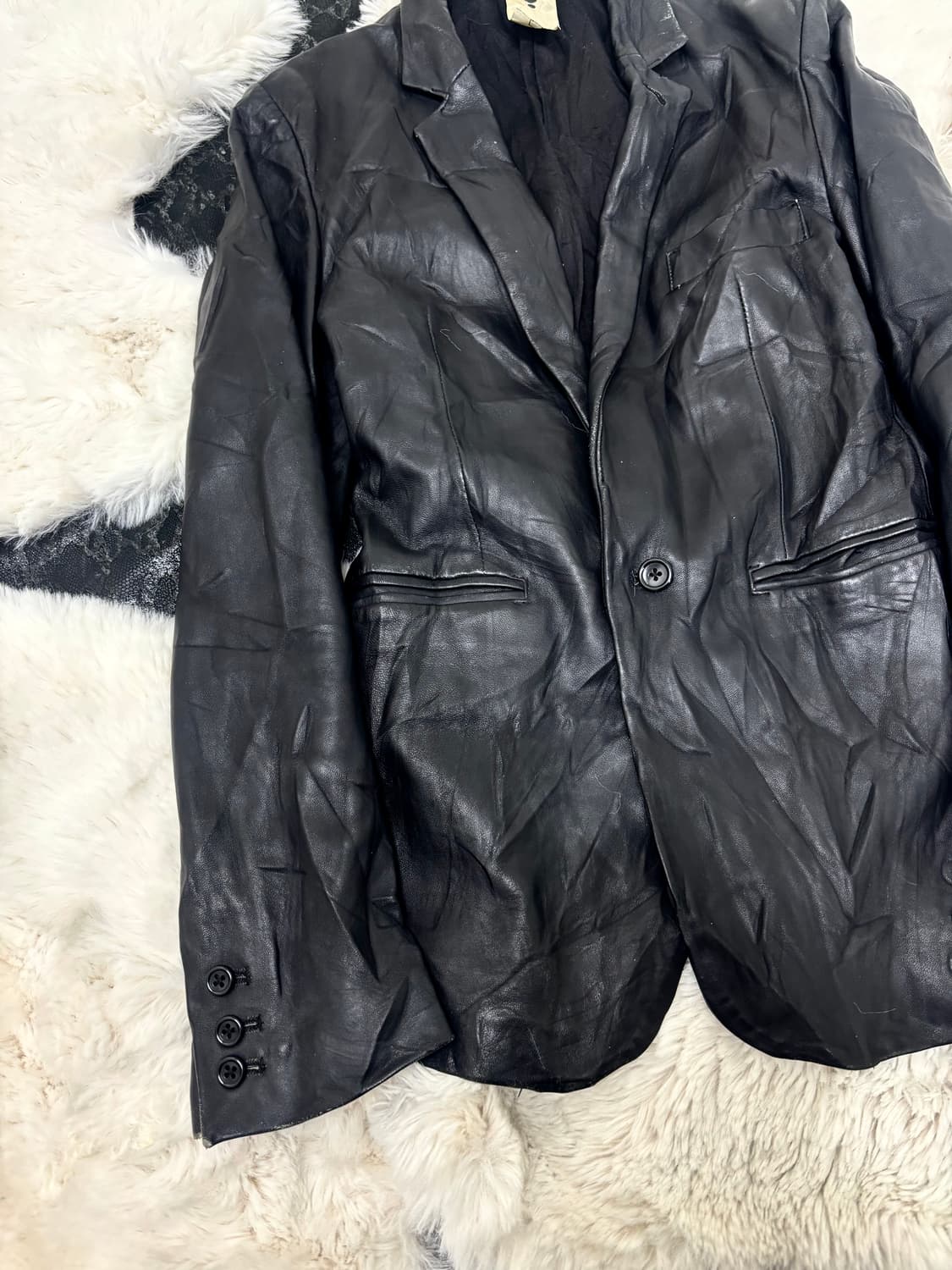 [WOOD DOWN]Chic Black Leather blazer 상품이미지6