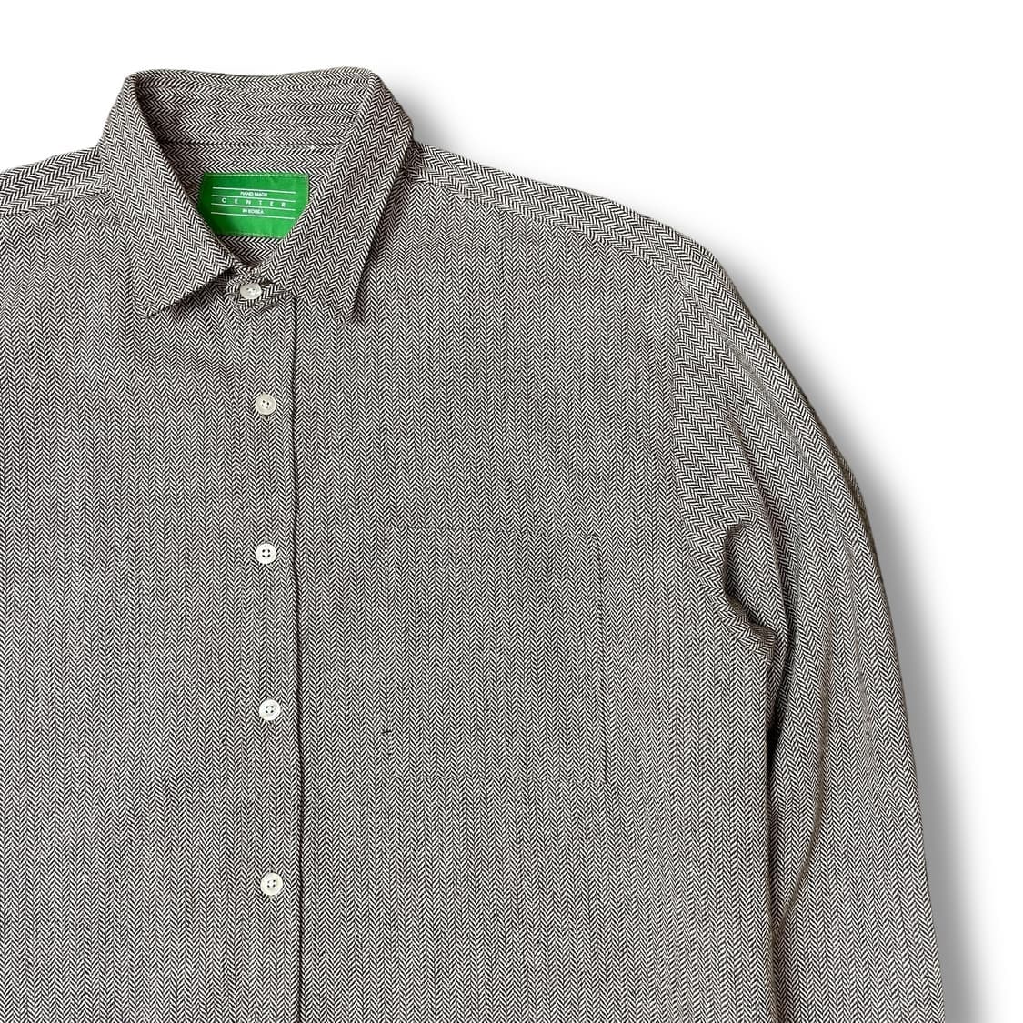 빈티지 핸드메이드 헤링본 원포켓 긴팔 셔츠 상품이미지3