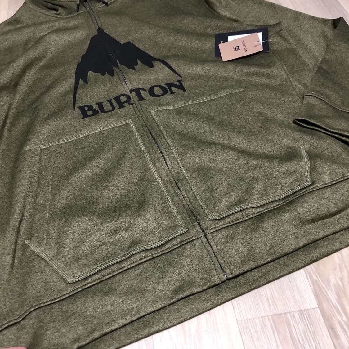 (XXL) 새상품 버튼 BURTON 스노우 보드 올리브 풀오버 후드집업 상품이미지4