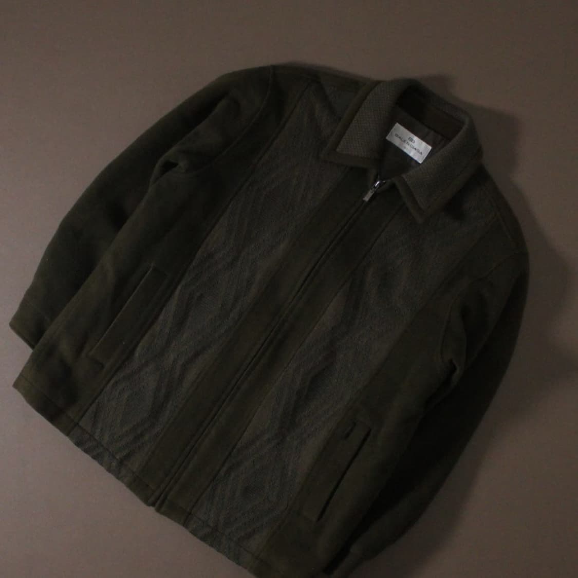 90‘s Balenciaga 발렌시아가 케이블 니트 패치 울 집업 블루종 상품이미지2