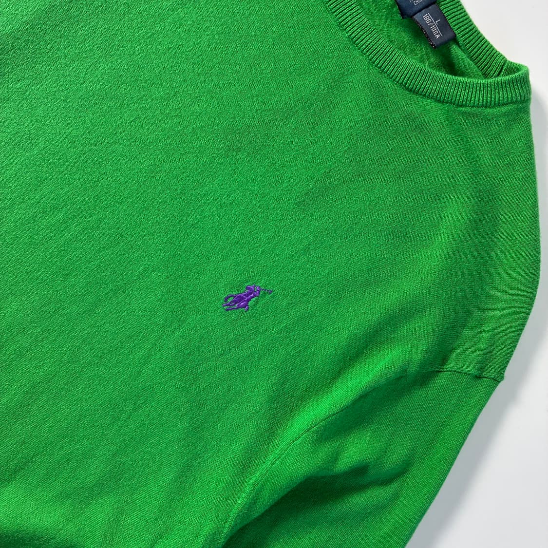 Polo 폴로 랄프로렌 그린코튼 자수 라운드 니트 상품이미지3