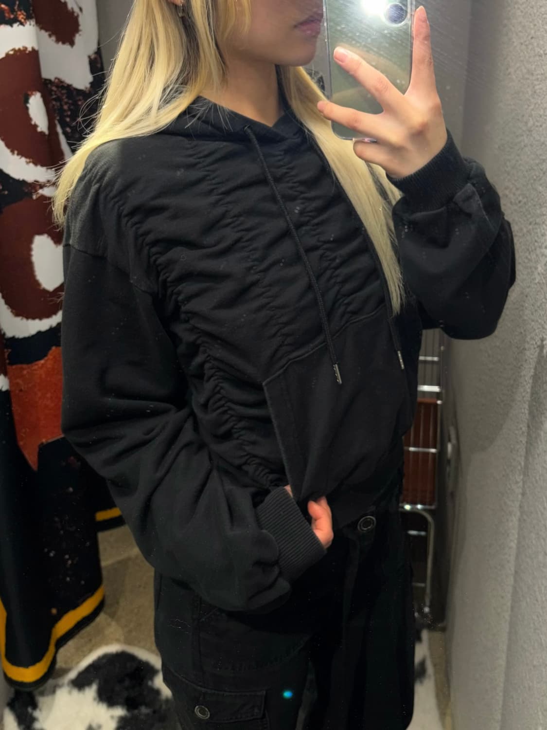 빈티지 셔링 디테일 후드티 상품이미지1