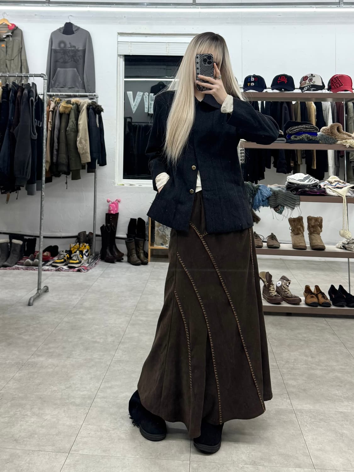 Marmaid 스트치 롱 스커트 상품이미지1