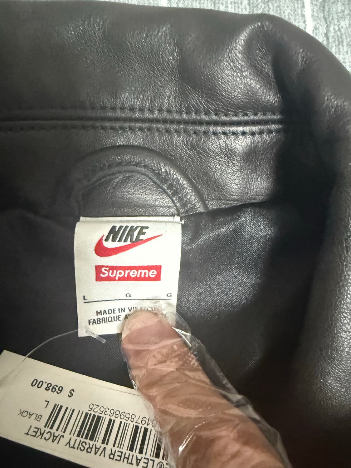 나이키 x 슈프림 레더 바시티 자켓 XL 택달린 새상품 상품이미지5