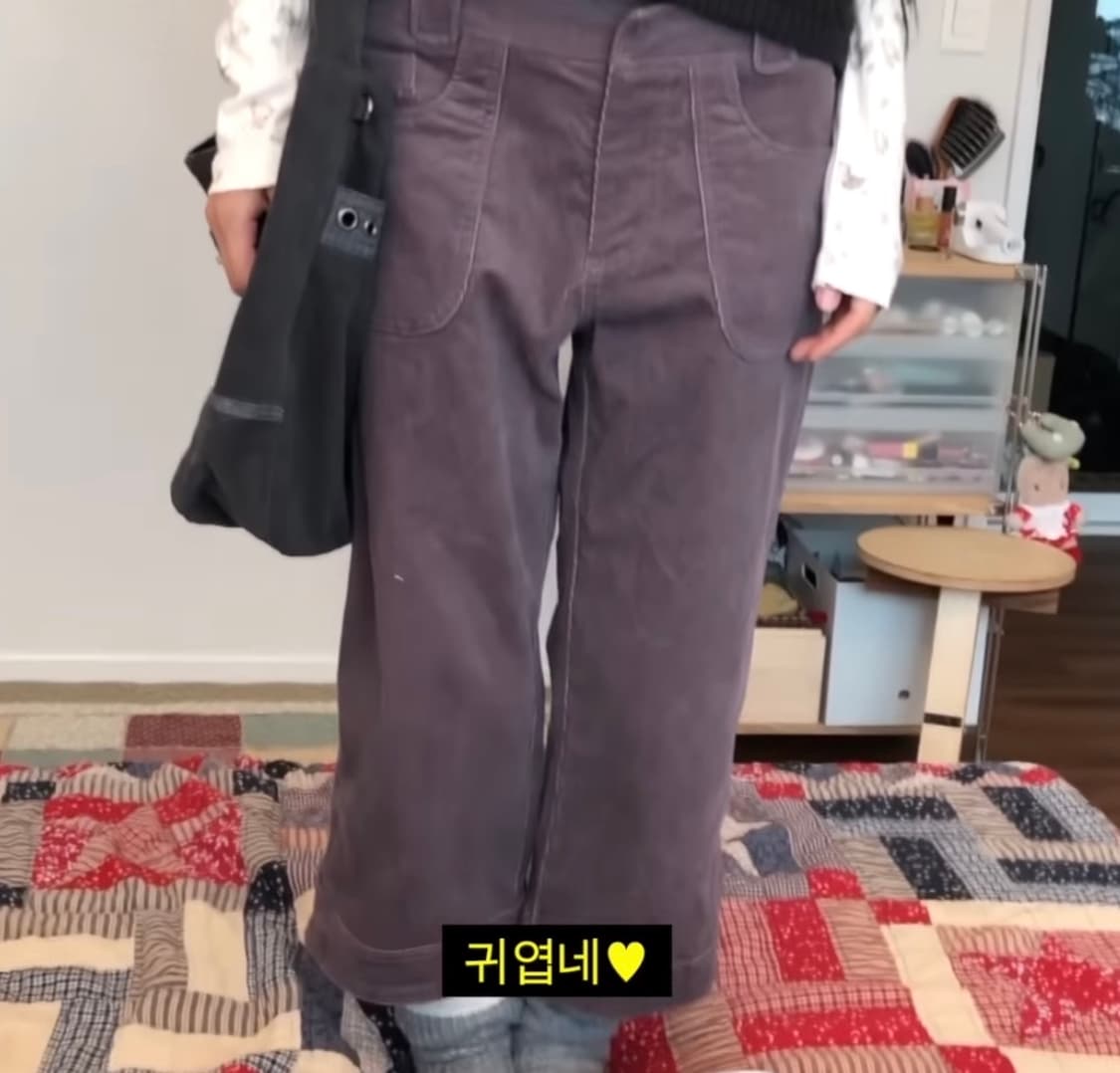 코이세이오 코듀로이 카프리 팬츠 차콜 상품이미지4