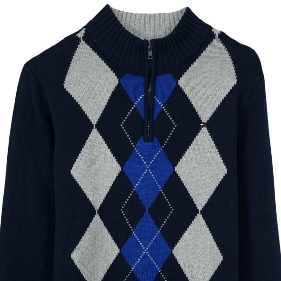 [타미힐피거] 로고 자수 아가일 체크 하프집업 반집업 니트 M19802 상품이미지4