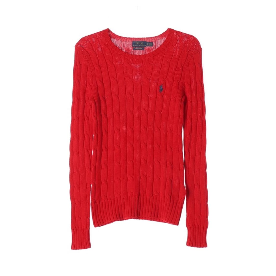 폴로 랄프로렌 레드 피마코튼 케이블 니트 XS 상품이미지1