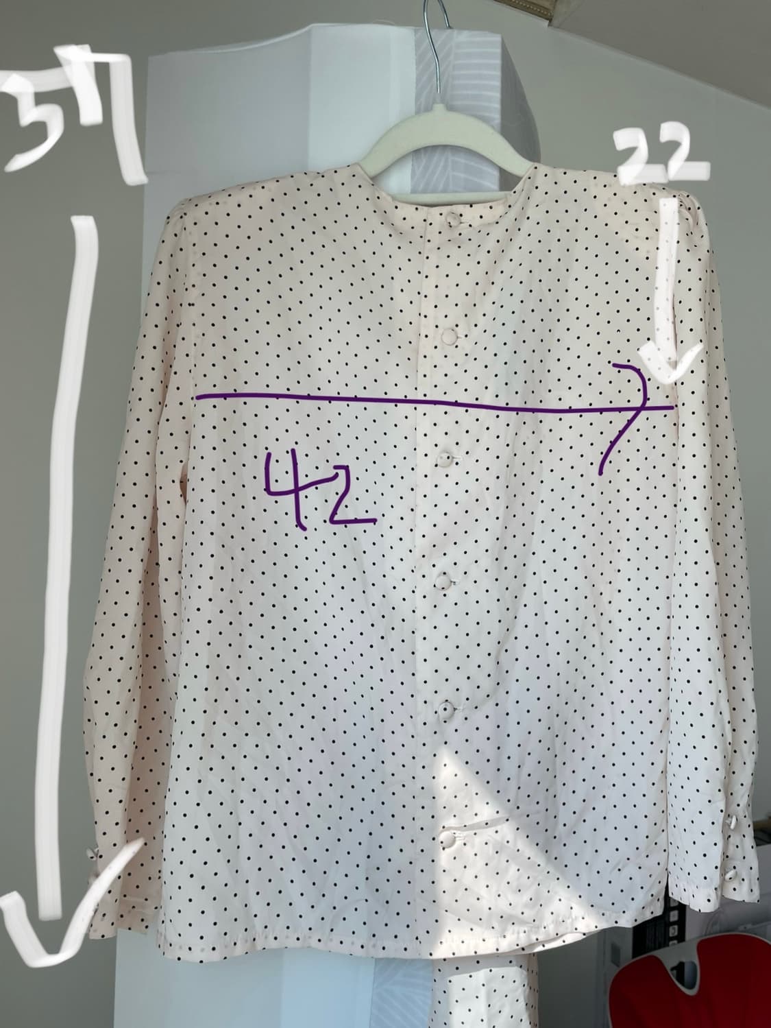 빈브로 모리걸 하객룩 라떼갸루 도트리본블라우스 상품이미지6