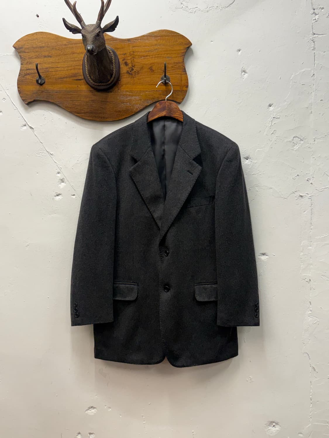 L) Cashmere 100% Charcoal Grey Tailored 상품이미지1