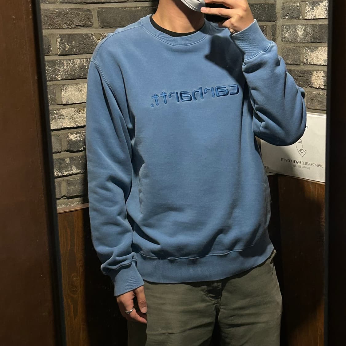 L) 칼하트 WIP 스웻 맨투맨 워싱 블루 상품이미지8