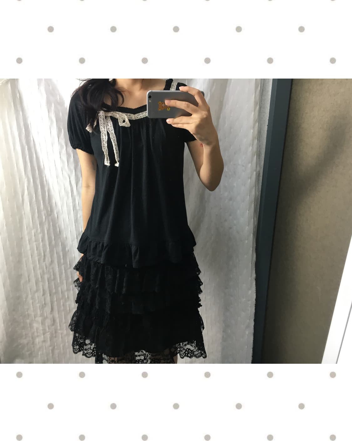 블랙 레이스 리본 블라우스 상품이미지3