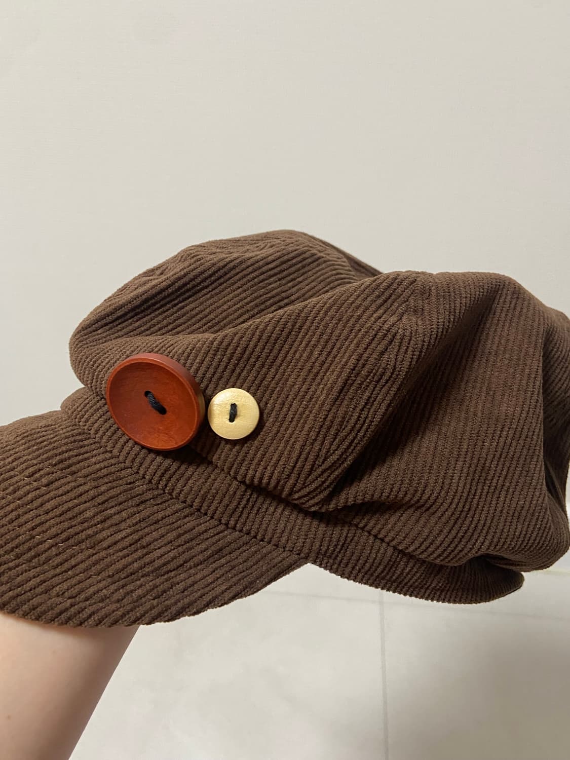 빈티지 코듀로이 단추 베레모 빵 모자 상품이미지3